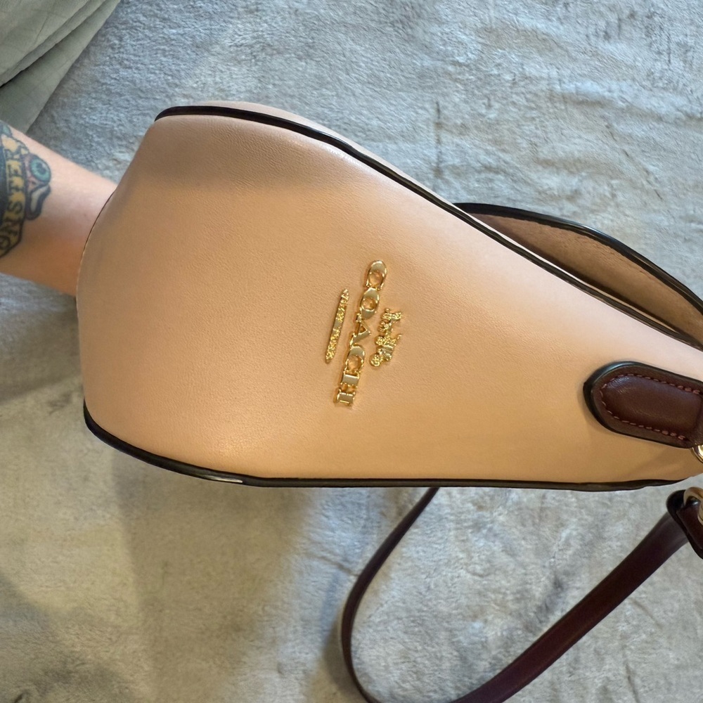 Coach Pink with Burgundy straps Leather Handbag - Picture 14 of 16